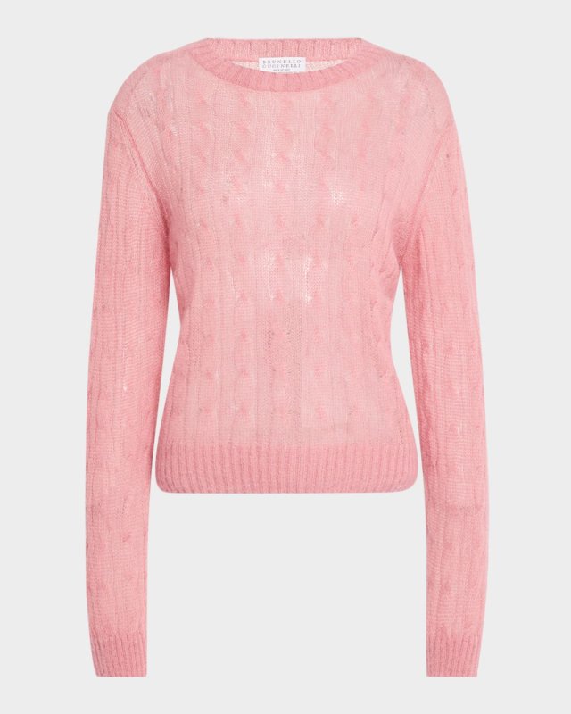 Mohair Cable Crewneck Sweater